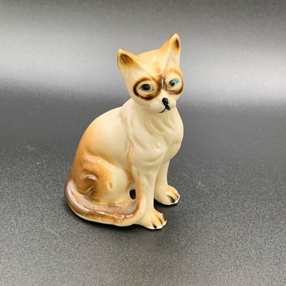 VTG Siamese Cat Kitten Ring Eyed Figurine Mid-Century Taiwan - Picture 1 of 6